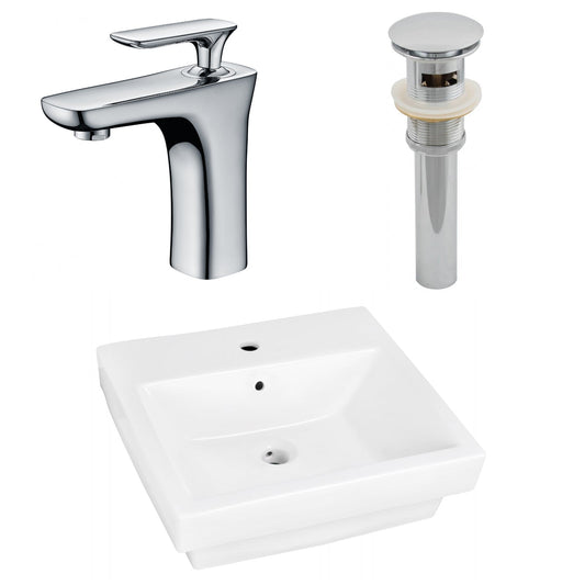 American Imaginations AI-26446 19" White Rectangular Above Counter Modern Bathroom Vessel Sink Set