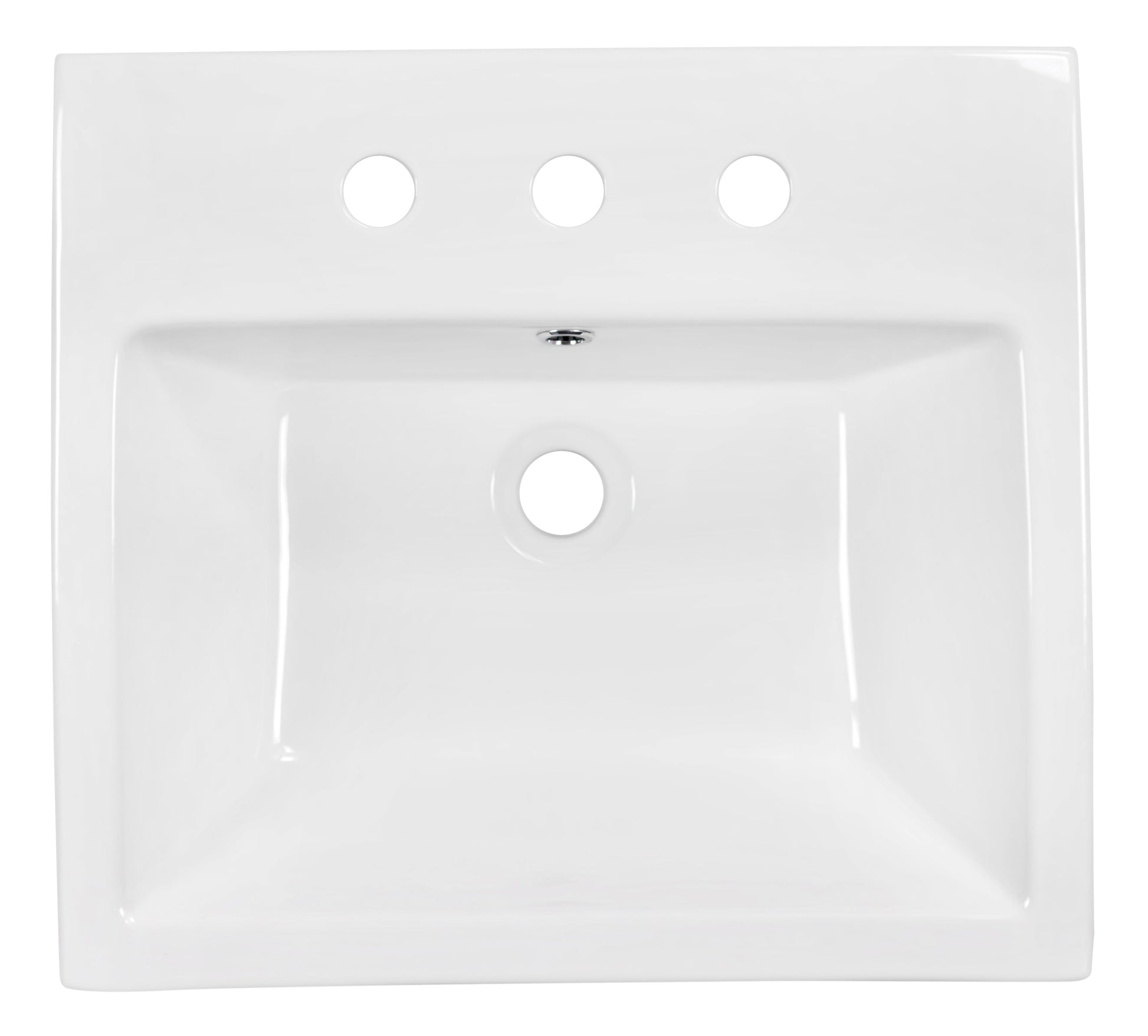 American Imaginations AI-26449 19" White Rectangular Above Counter Modern Bathroom Vessel Sink Set