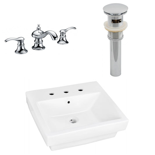 American Imaginations AI-26450 19" White Rectangular Above Counter Modern Bathroom Vessel Sink Set