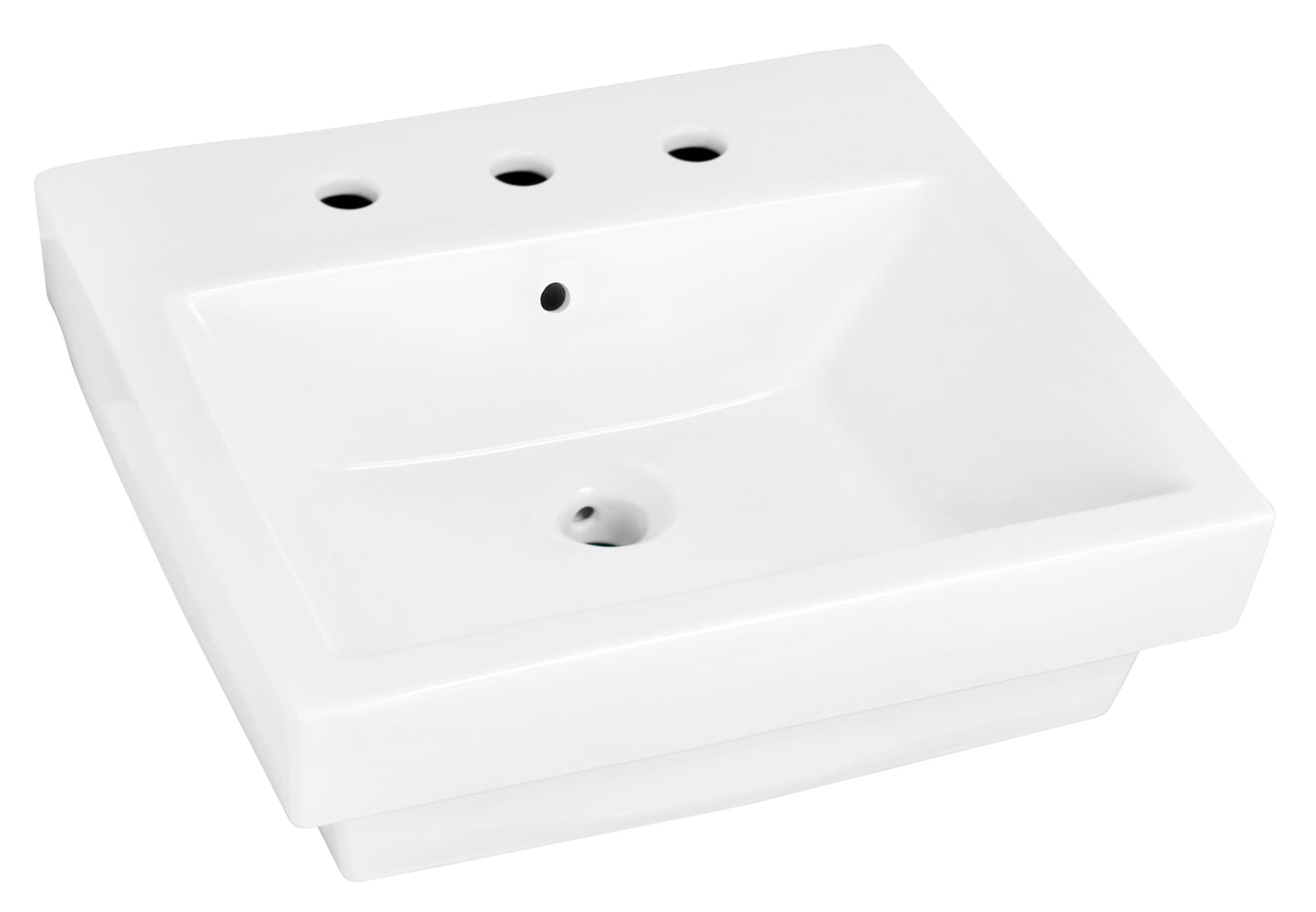 American Imaginations AI-26453 19" White Rectangular Above Counter Modern Bathroom Vessel Sink Set