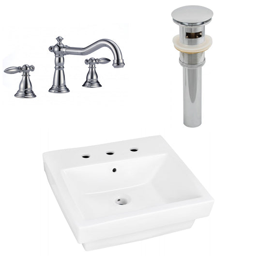 American Imaginations AI-26453 19" White Rectangular Above Counter Modern Bathroom Vessel Sink Set