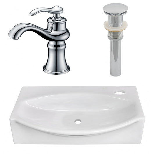 American Imaginations AI-26456 17" White Unique Above Counter Modern Bathroom Vessel Sink Set