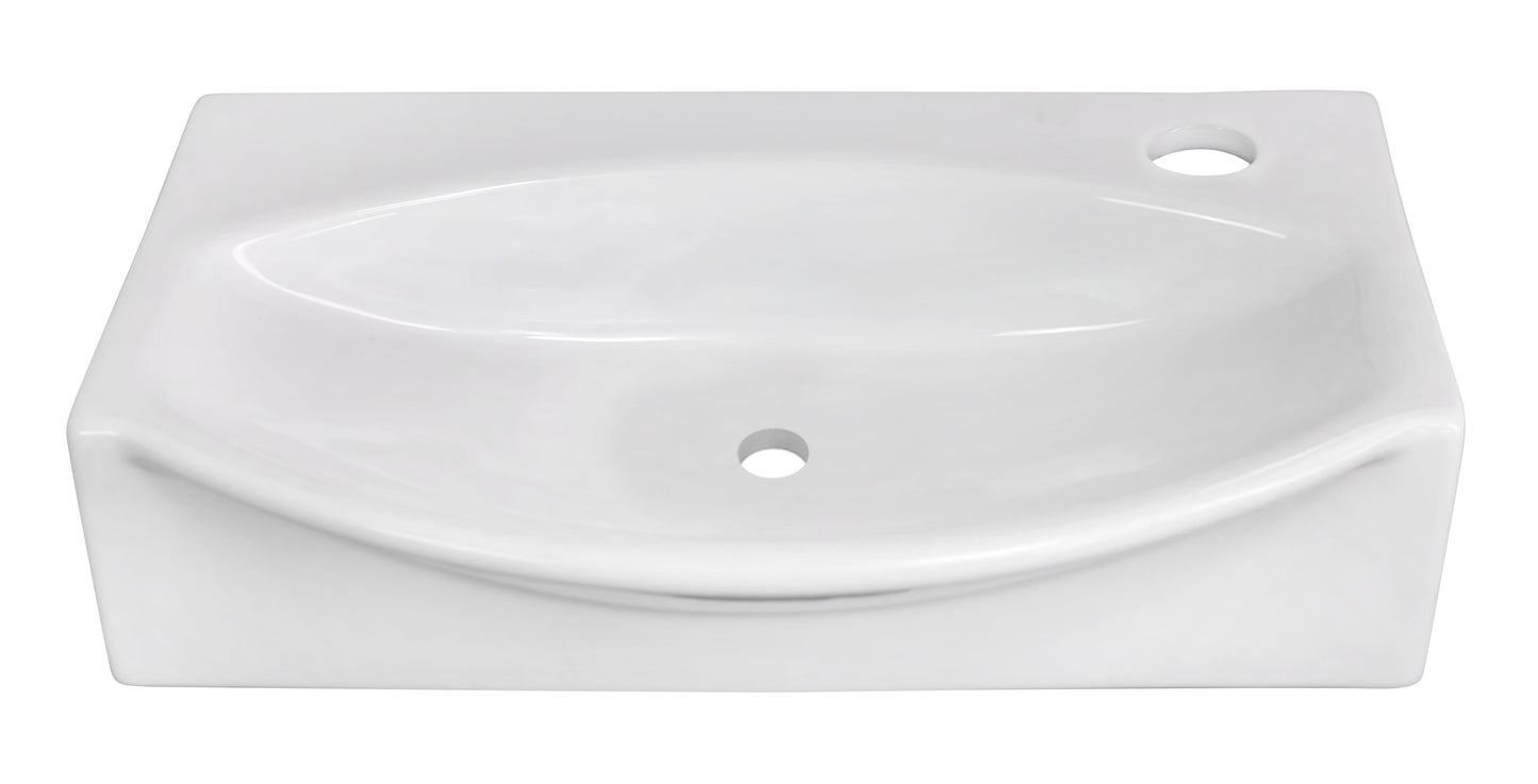 American Imaginations AI-26457 17" White Unique Above Counter Modern Bathroom Vessel Sink Set