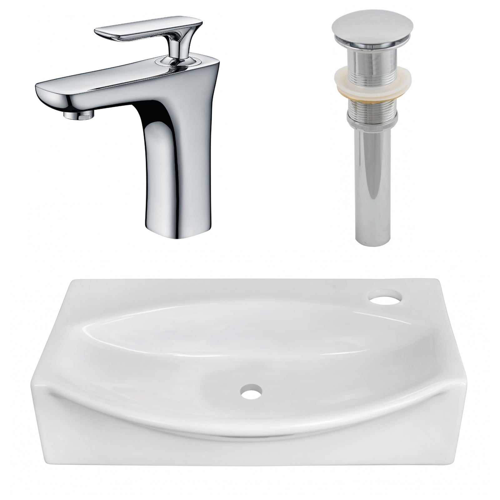 American Imaginations AI-26458 17" White Unique Above Counter Modern Bathroom Vessel Sink Set
