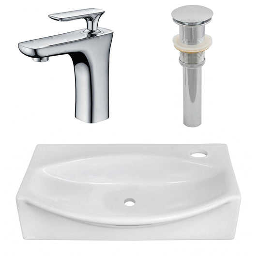 American Imaginations AI-26458 17" White Unique Above Counter Modern Bathroom Vessel Sink Set
