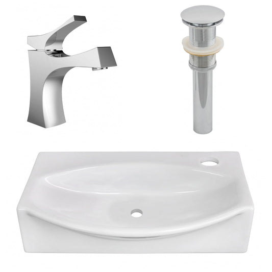 American Imaginations AI-26461 17" White Unique Wall Mount Modern Bathroom Vessel Sink Set