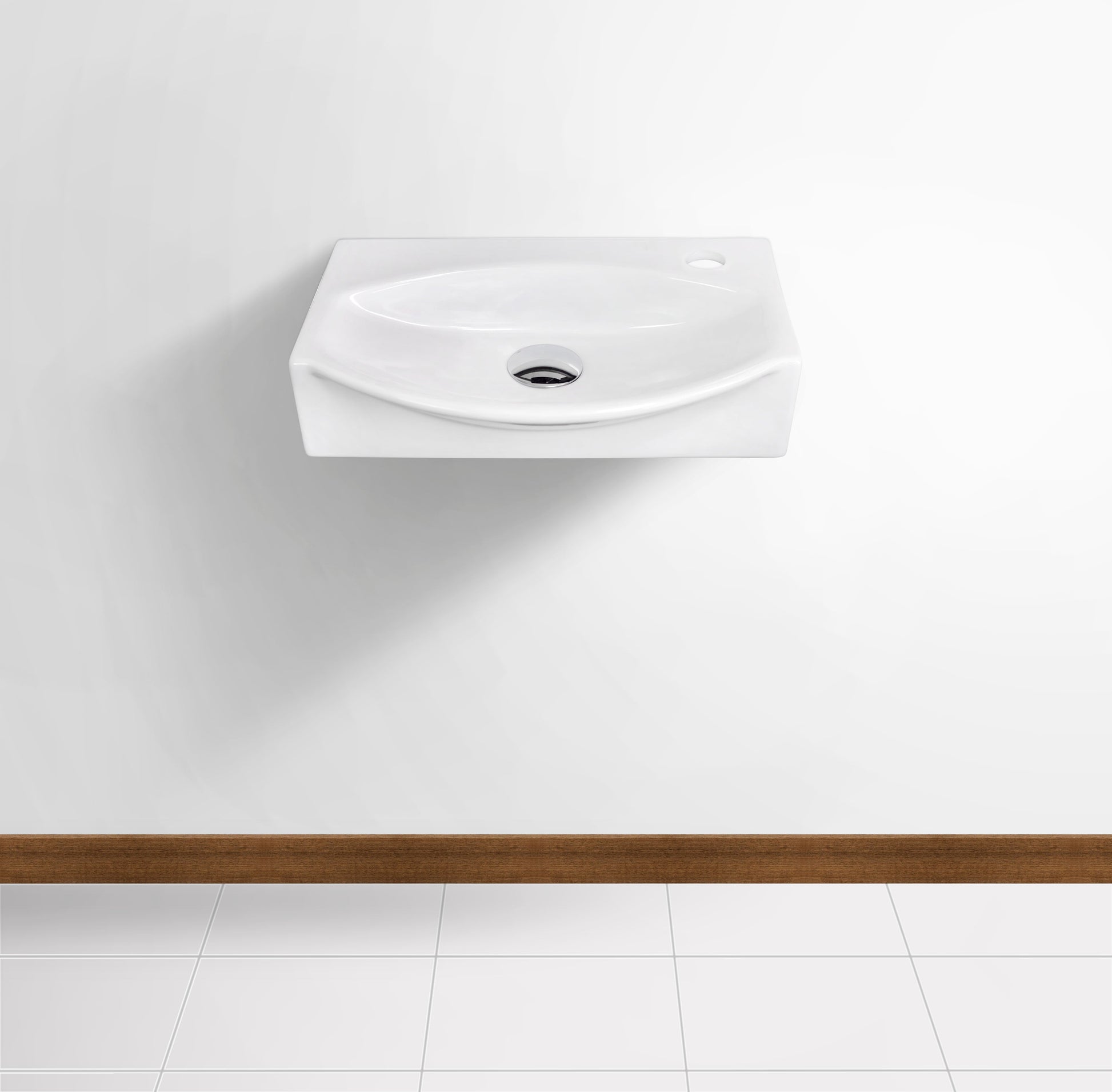 American Imaginations AI-26462 17" White Unique Wall Mount Modern Bathroom Vessel Sink Set