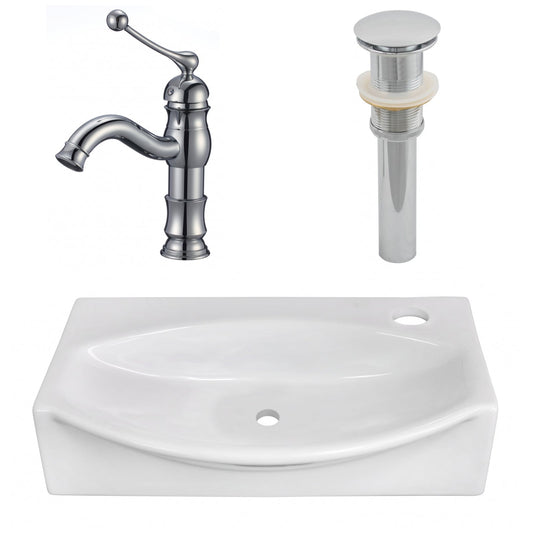 American Imaginations AI-26466 17" White Unique Wall Mount Modern Bathroom Vessel Sink Set