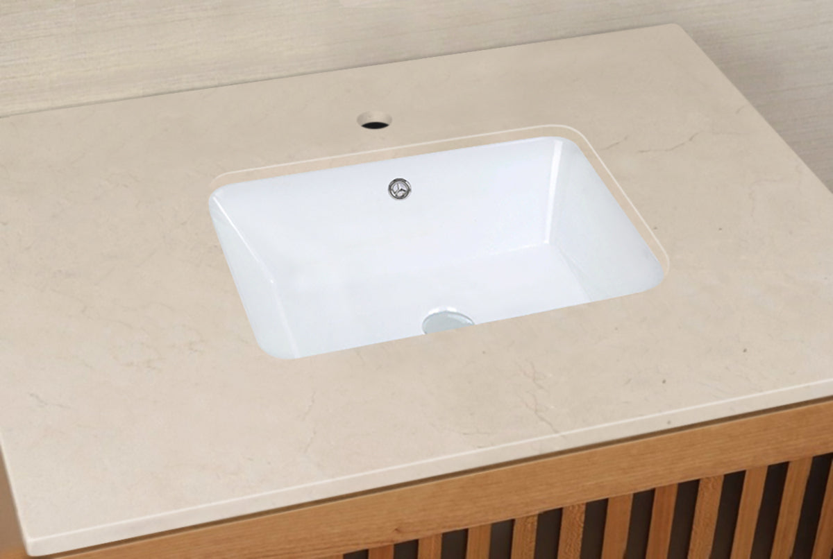 American Imaginations AI-26467 22" White Rectangular Undermount Modern Bathroom Vessel Sink Set