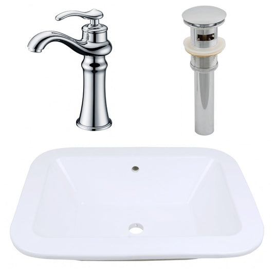 American Imaginations AI-26467 22" White Rectangular Undermount Modern Bathroom Vessel Sink Set