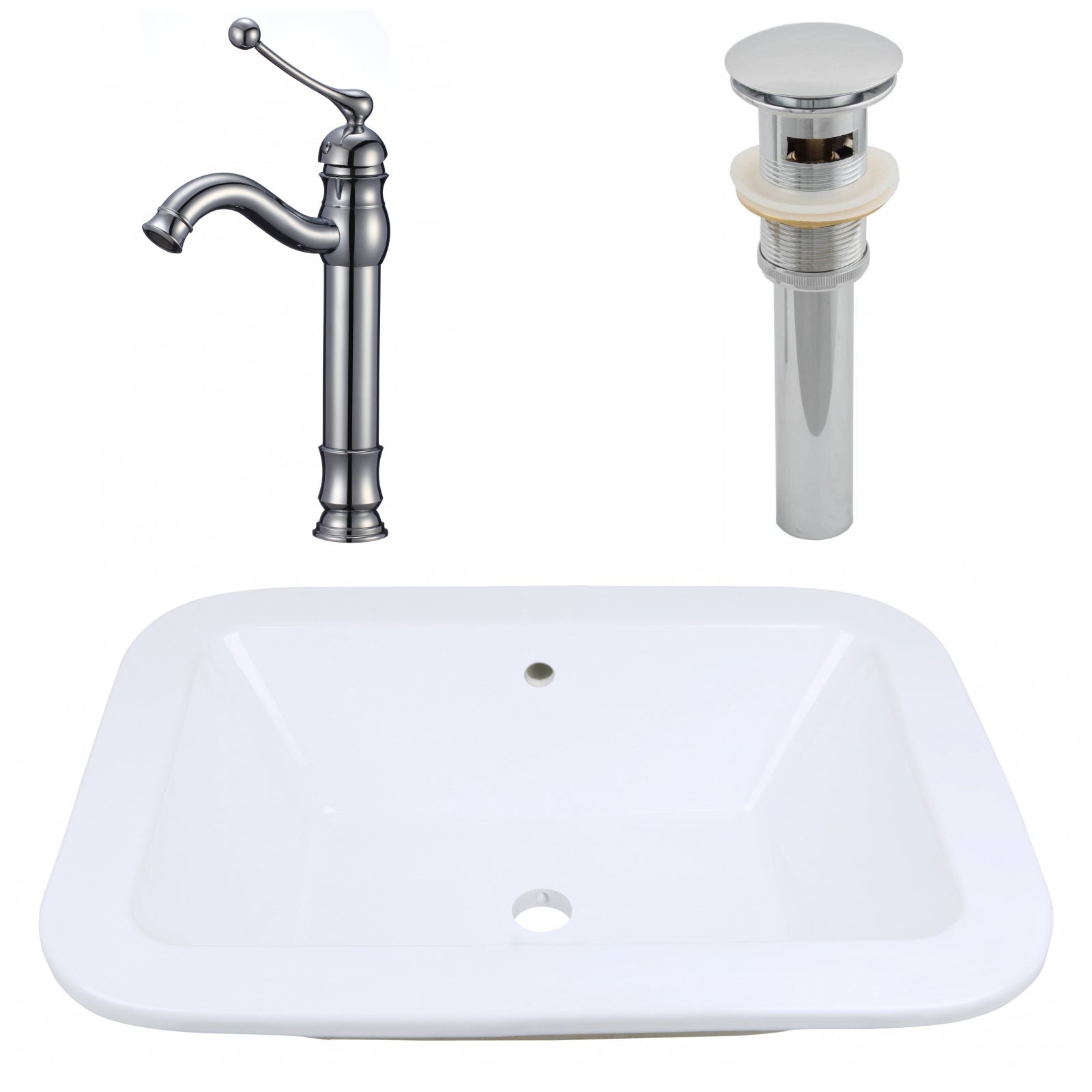 American Imaginations AI-26468 22" White Rectangular Undermount Modern Bathroom Vessel Sink Set