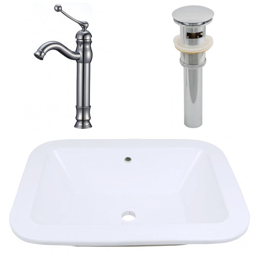 American Imaginations AI-26468 22" White Rectangular Undermount Modern Bathroom Vessel Sink Set