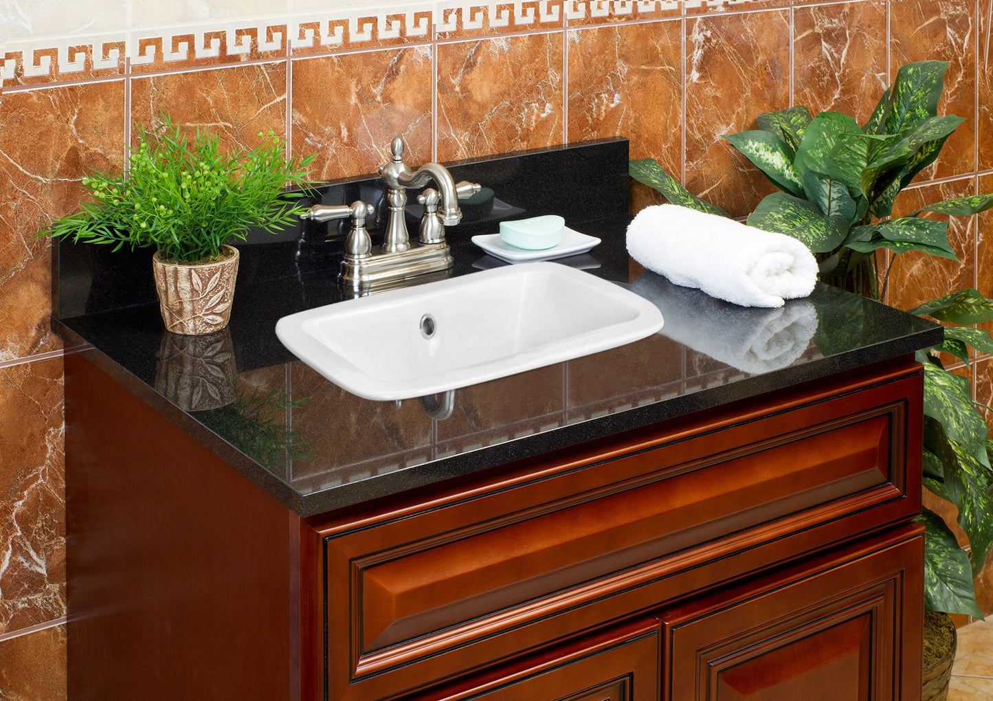 American Imaginations AI-26469 22" White Rectangular Drop In Modern Bathroom Vessel Sink Set