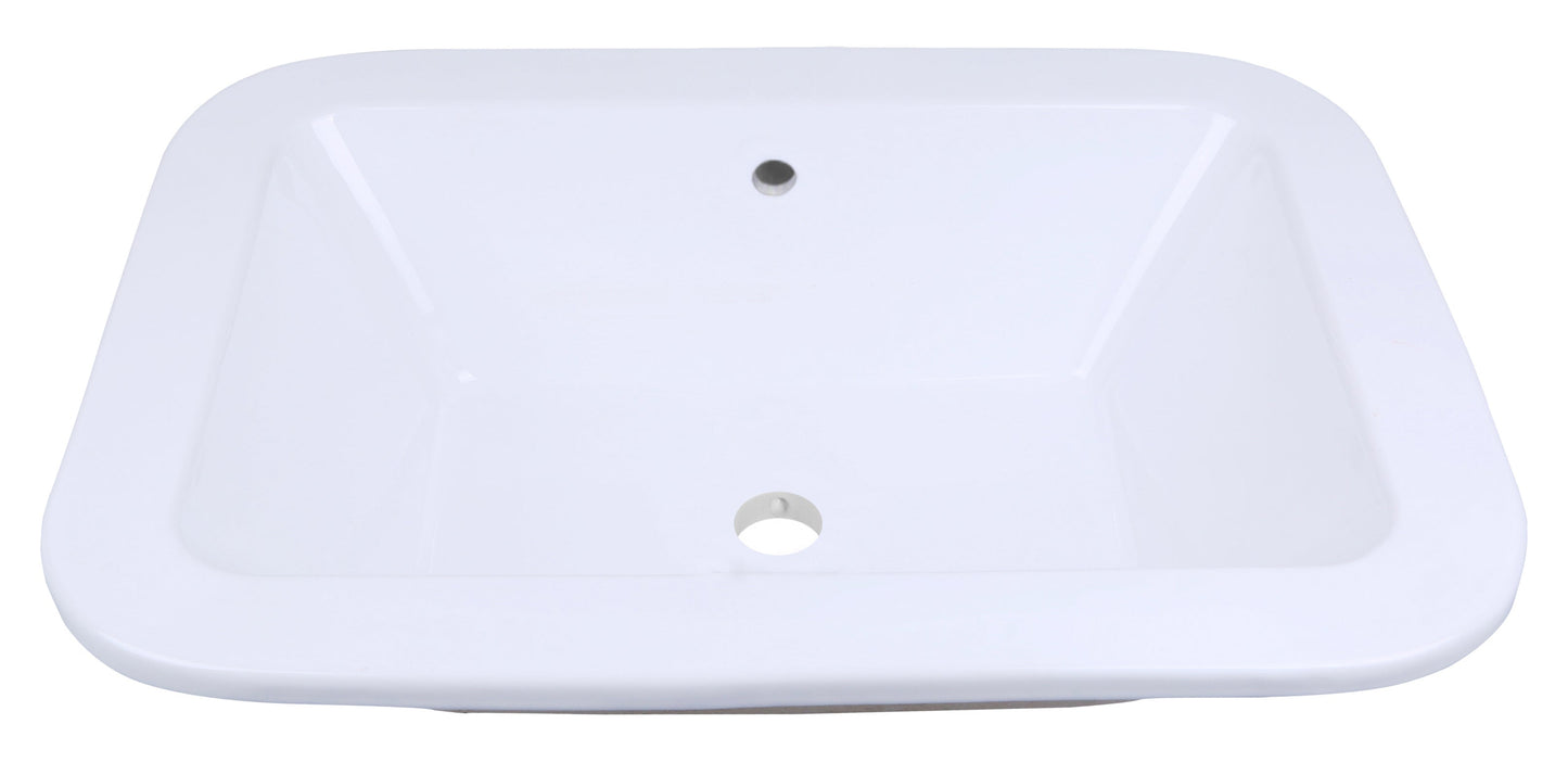 American Imaginations AI-26470 22" White Rectangular Drop In Modern Bathroom Vessel Sink Set