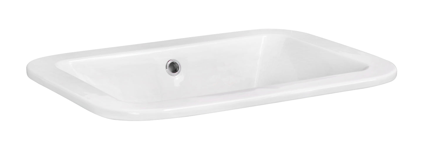 American Imaginations AI-26470 22" White Rectangular Drop In Modern Bathroom Vessel Sink Set