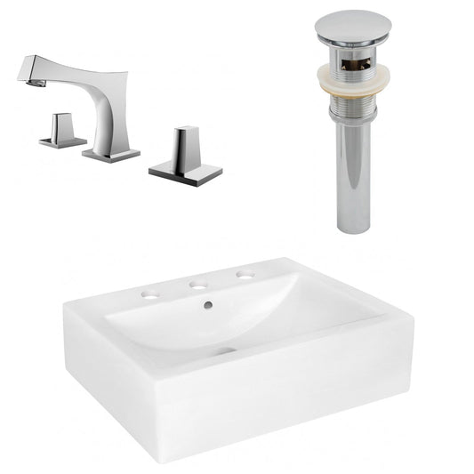 American Imaginations AI-26471 20" White Rectangular Above Counter Modern Bathroom Vessel Sink Set