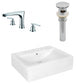 American Imaginations AI-26473 20" White Rectangular Above Counter Modern Bathroom Vessel Sink Set