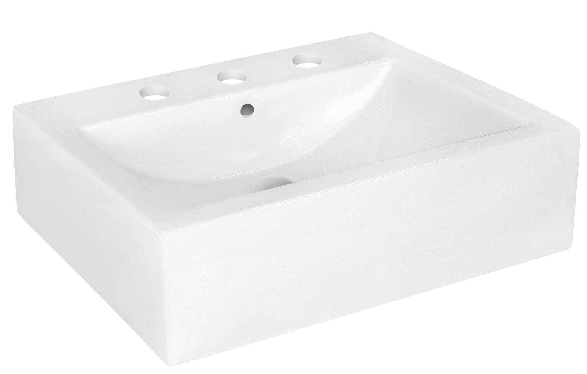 American Imaginations AI-26475 20" White Rectangular Above Counter Modern Bathroom Vessel Sink Set