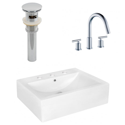 American Imaginations AI-26476 20" White Rectangular Above Counter Modern Bathroom Vessel Sink Set