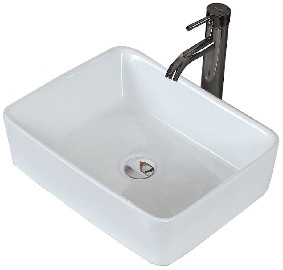 American Imaginations AI-26477 19" White Rectangular Above Counter Transitional Bathroom Vessel Sink Set
