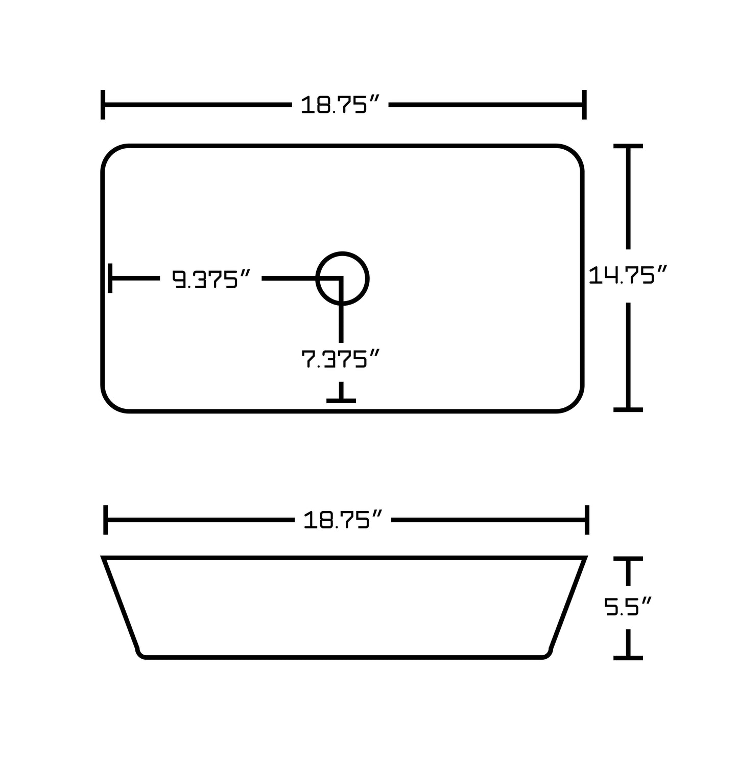 American Imaginations AI-26478 19" White Rectangular Above Counter Transitional Bathroom Vessel Sink Set