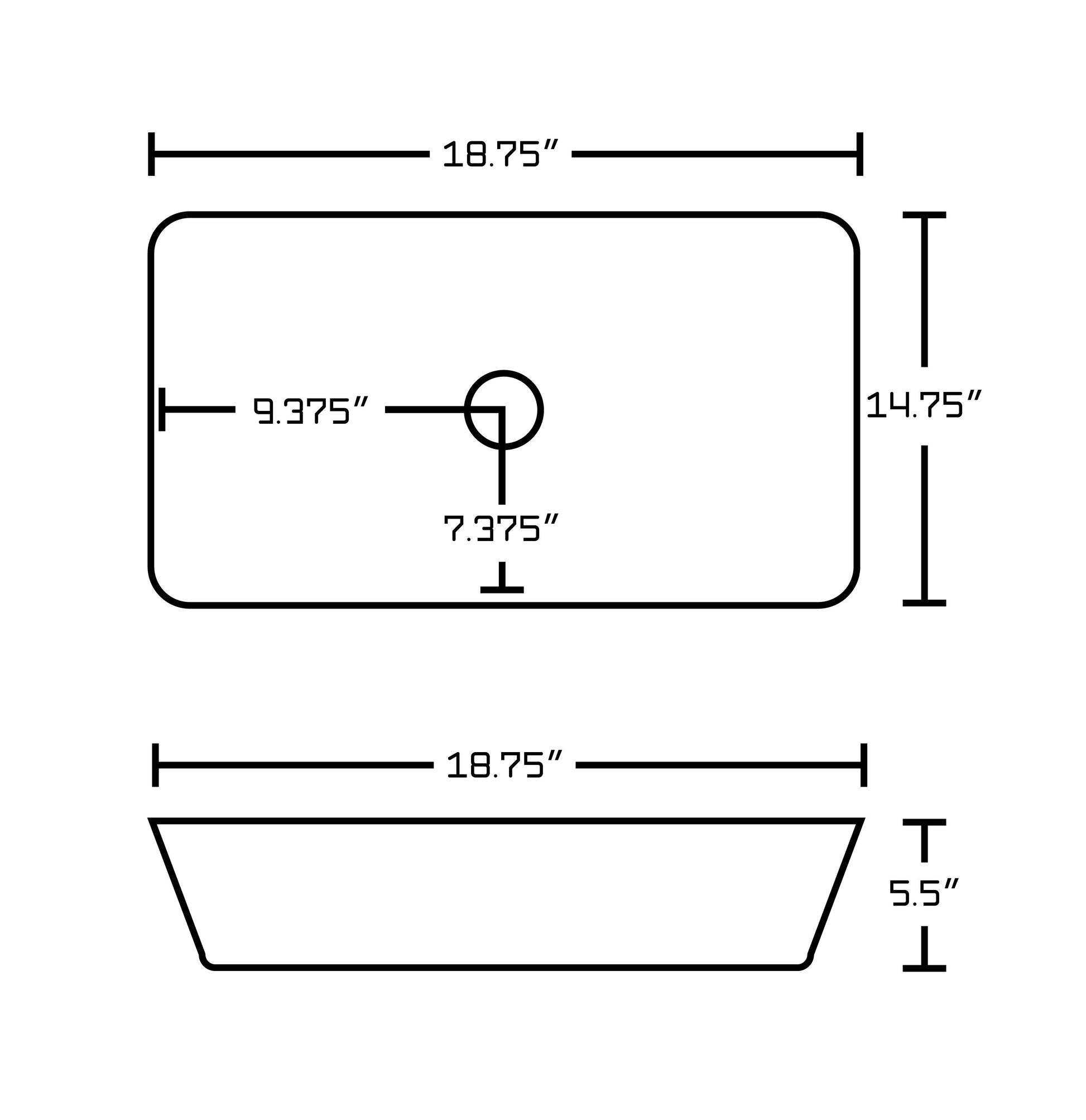 American Imaginations AI-26478 19" White Rectangular Above Counter Transitional Bathroom Vessel Sink Set