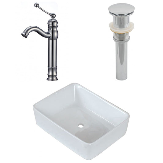 American Imaginations AI-26478 19" White Rectangular Above Counter Transitional Bathroom Vessel Sink Set