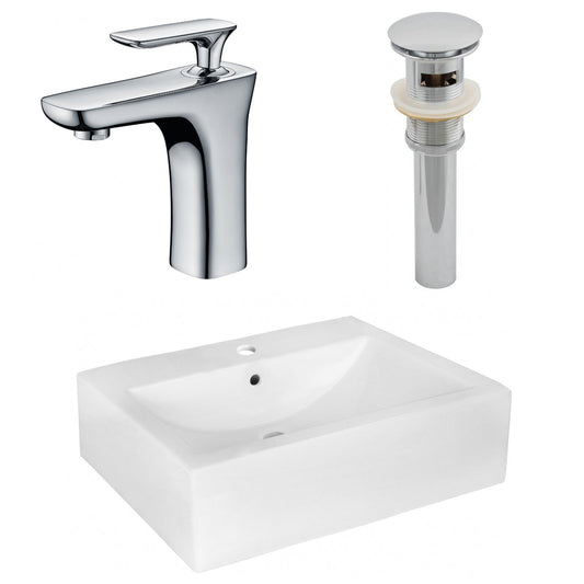 American Imaginations AI-26484 20" White Rectangular Wall Mount Modern Bathroom Vessel Sink Set