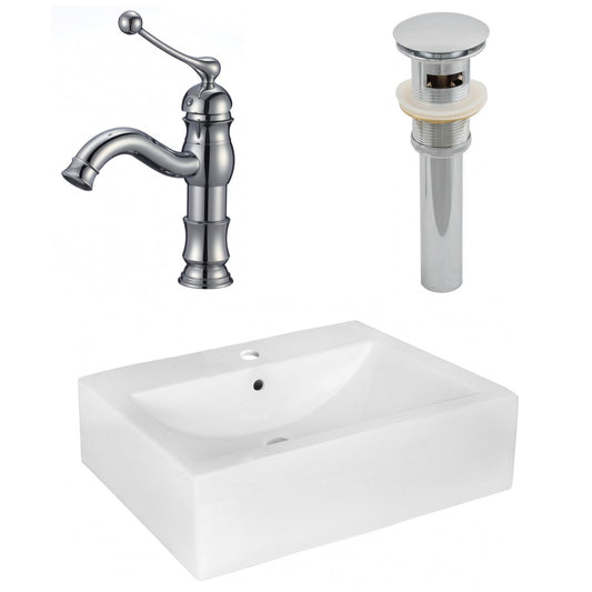 American Imaginations AI-26486 20" White Rectangular Wall Mount Modern Bathroom Vessel Sink Set