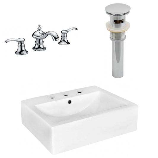 American Imaginations AI-26488 20" White Rectangular Wall Mount Modern Bathroom Vessel Sink Set