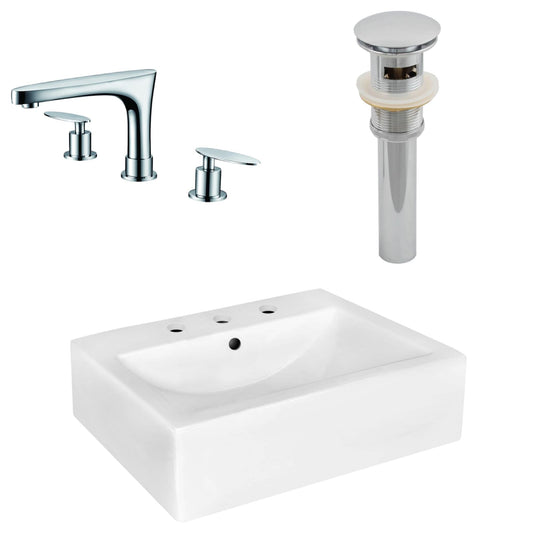 American Imaginations AI-26489 20" White Rectangular Wall Mount Modern Bathroom Vessel Sink Set