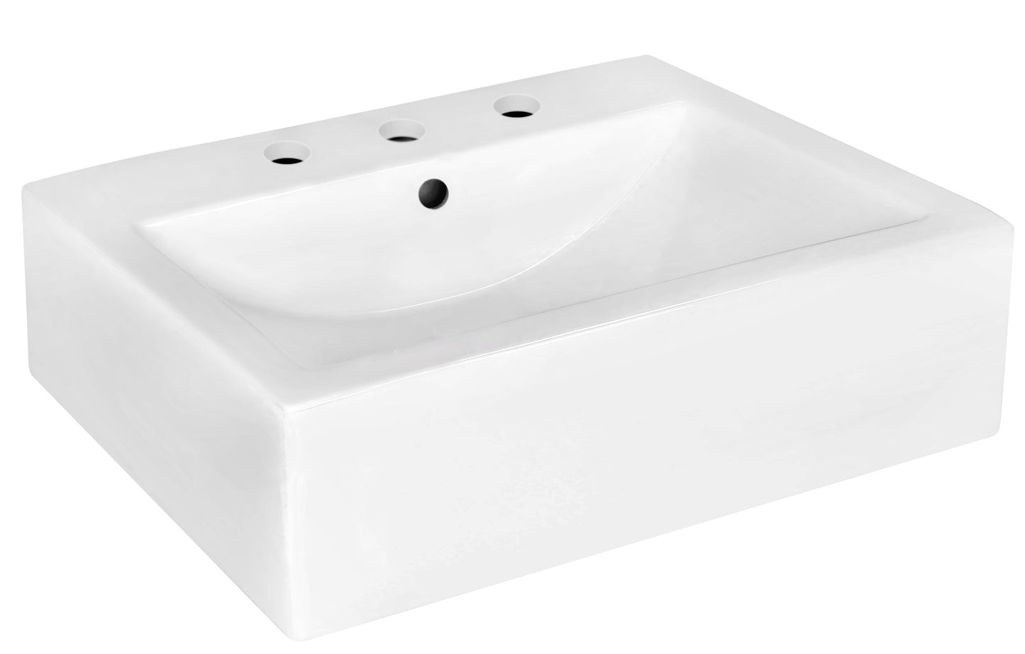 American Imaginations AI-26492 20" White Rectangular Wall Mount Modern Bathroom Vessel Sink Set