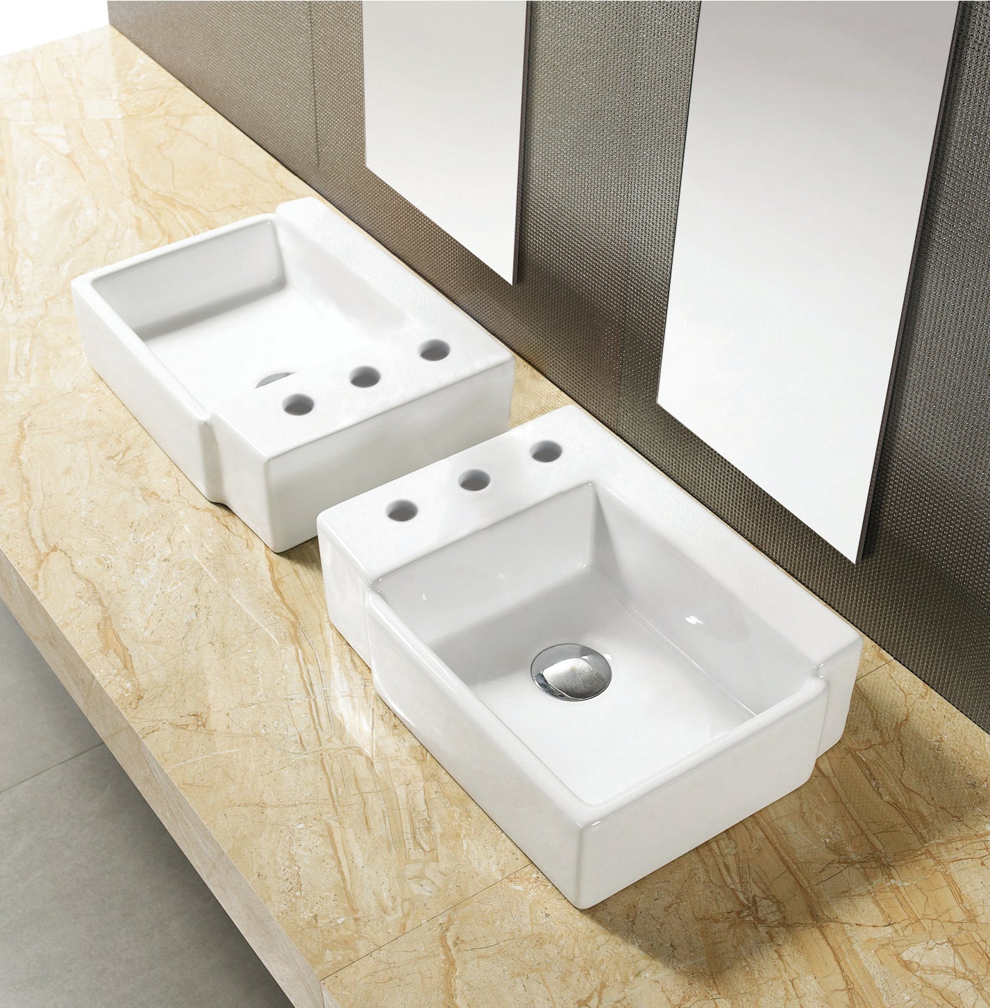 American Imaginations AI-26523 16" White Rectangular Above Counter Transitional Bathroom Vessel Sink Set