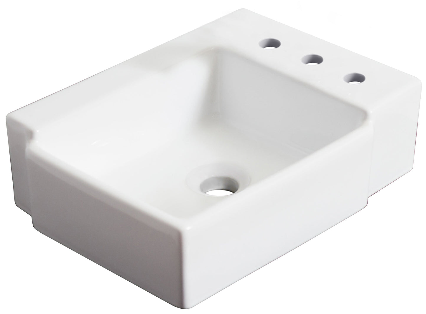 American Imaginations AI-26524 16" White Rectangular Above Counter Transitional Bathroom Vessel Sink Set