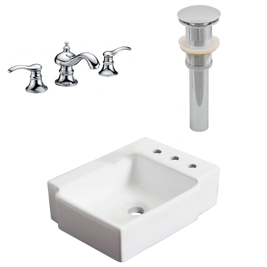 American Imaginations AI-26524 16" White Rectangular Above Counter Transitional Bathroom Vessel Sink Set