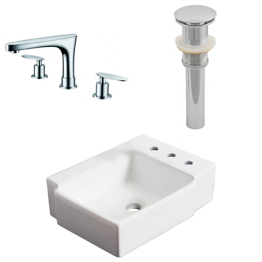 American Imaginations AI-26525 16" White Rectangular Above Counter Transitional Bathroom Vessel Sink Set