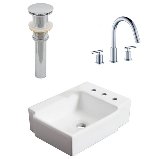 American Imaginations AI-26528 16" White Rectangular Above Counter Transitional Bathroom Vessel Sink Set