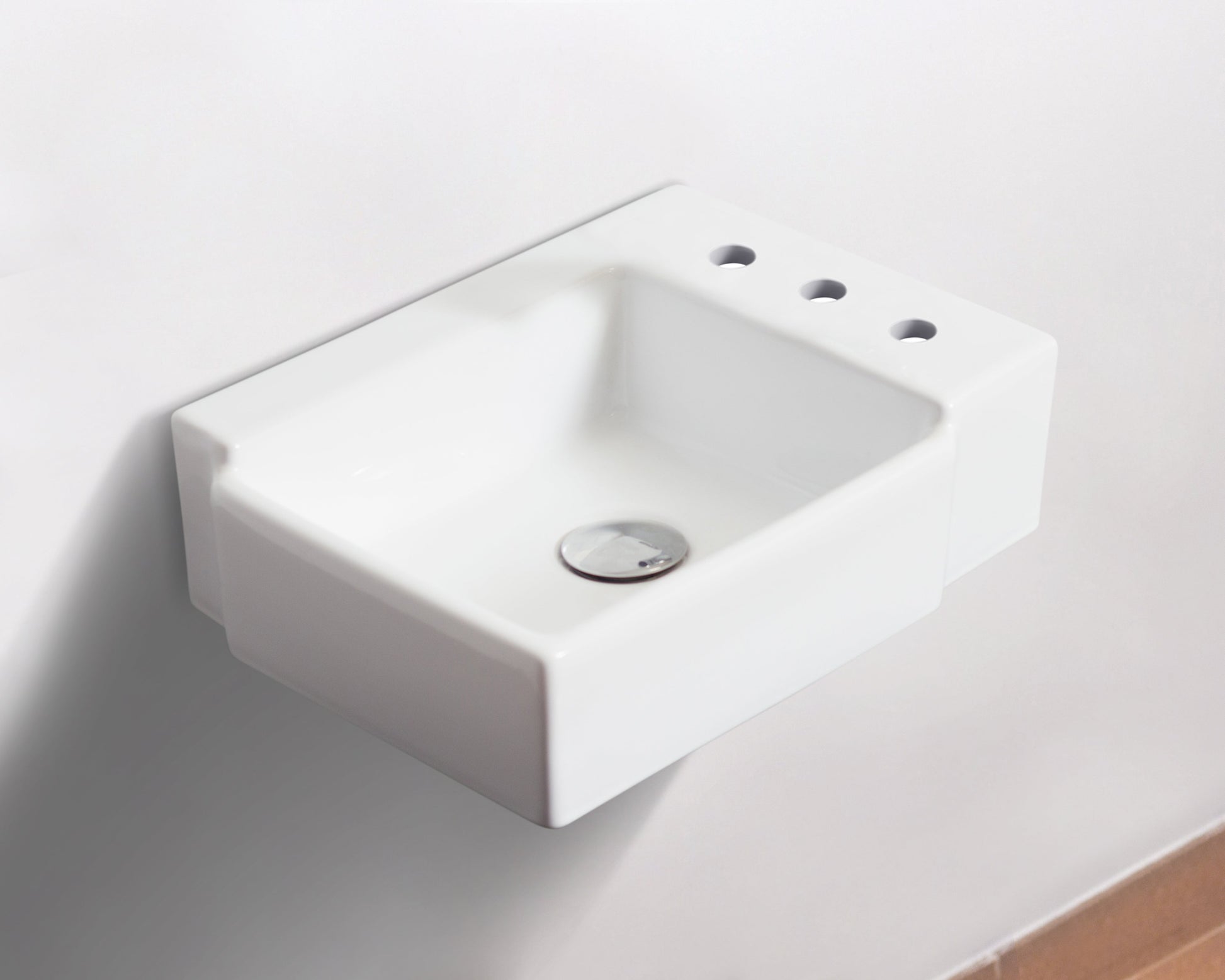 American Imaginations AI-26530 16" White Rectangular Wall Mount Transitional Bathroom Vessel Sink Set