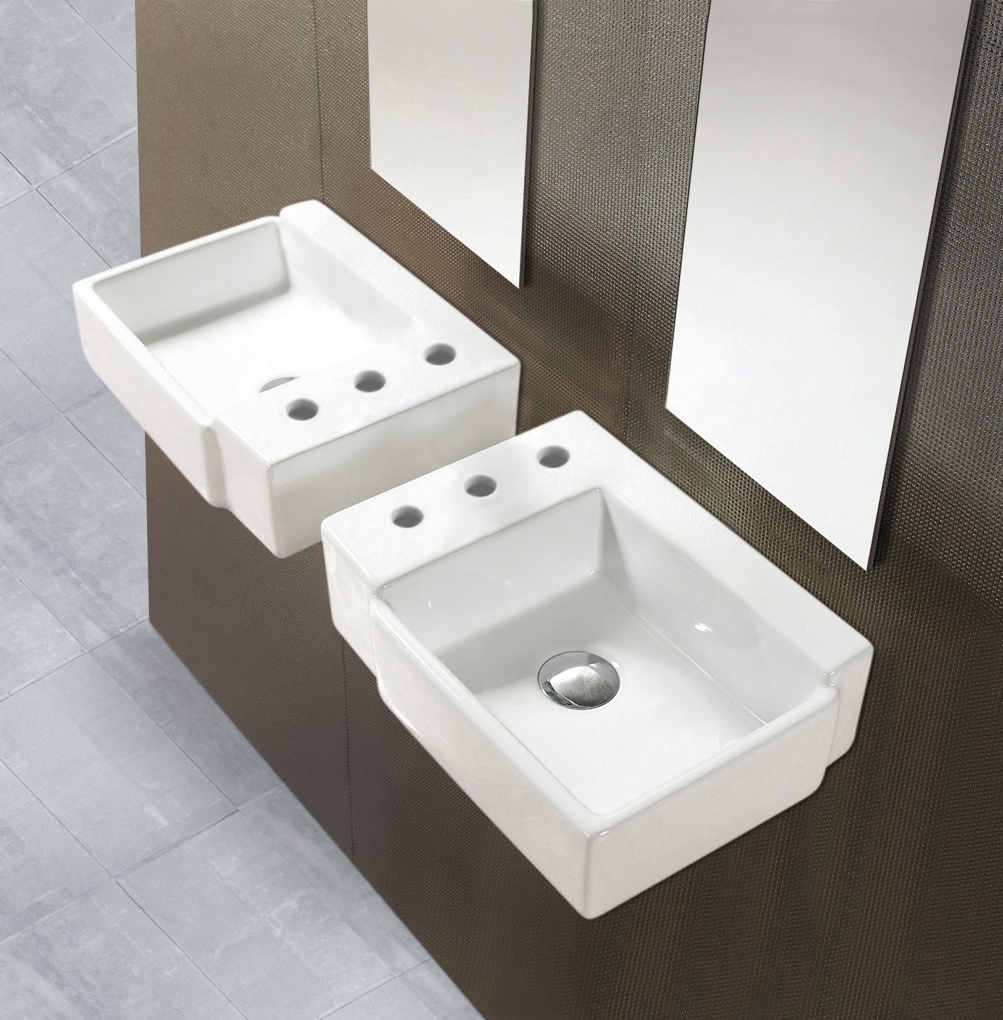 American Imaginations AI-26532 16" White Rectangular Wall Mount Transitional Bathroom Vessel Sink Set