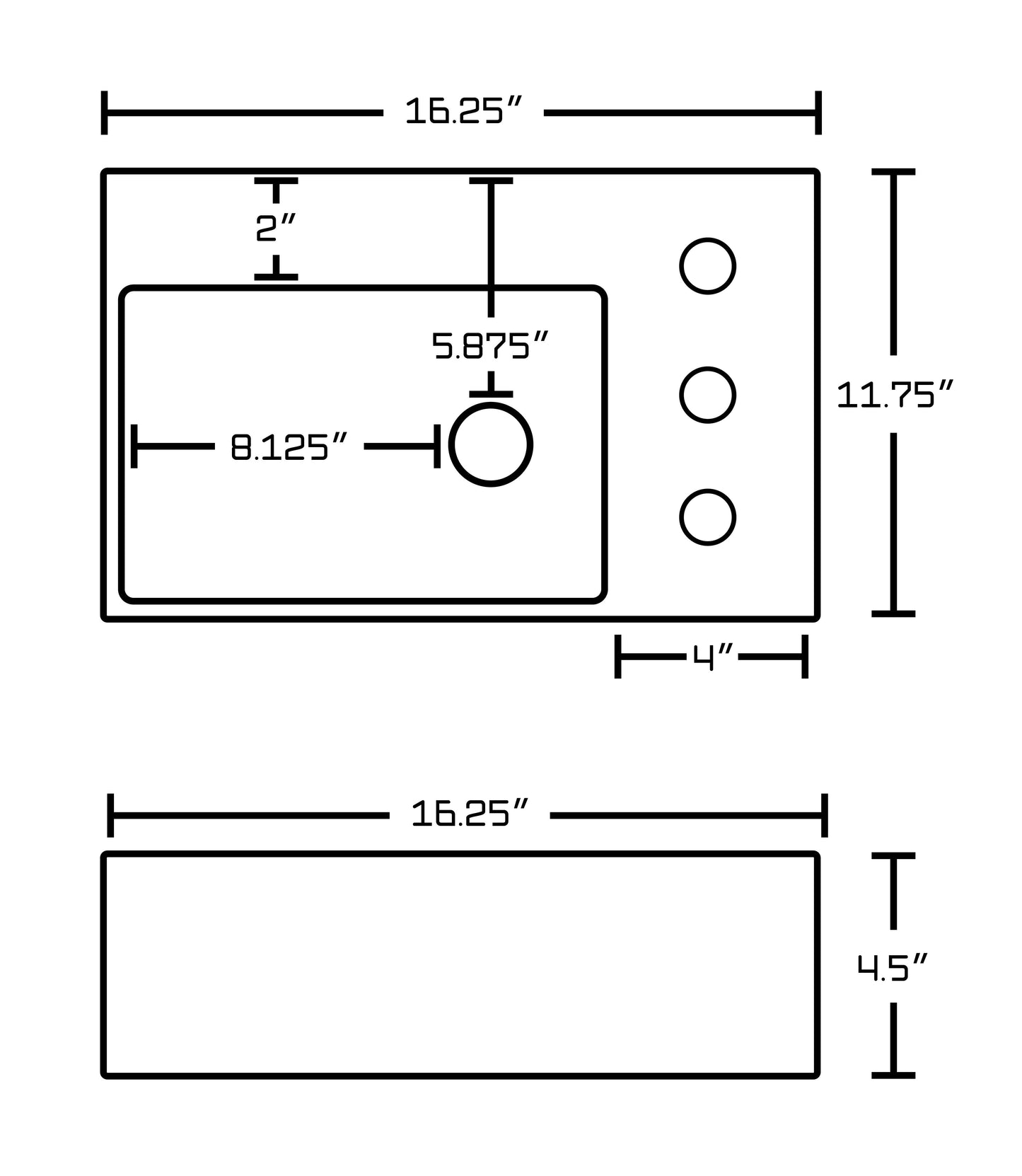 American Imaginations AI-26532 16" White Rectangular Wall Mount Transitional Bathroom Vessel Sink Set