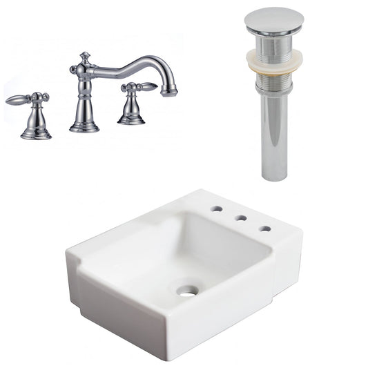 American Imaginations AI-26533 16" White Rectangular Wall Mount Transitional Bathroom Vessel Sink Set
