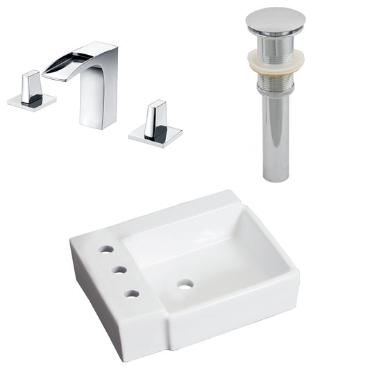 American Imaginations AI-26538 16" White Rectangular Above Counter Transitional Bathroom Vessel Sink Set