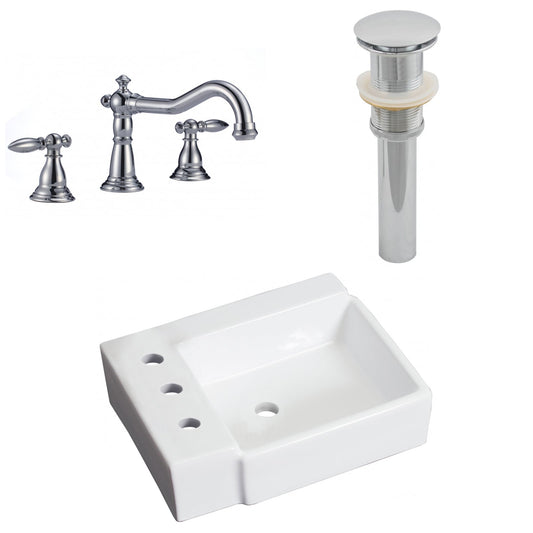American Imaginations AI-26539 16" White Rectangular Above Counter Transitional Bathroom Vessel Sink Set