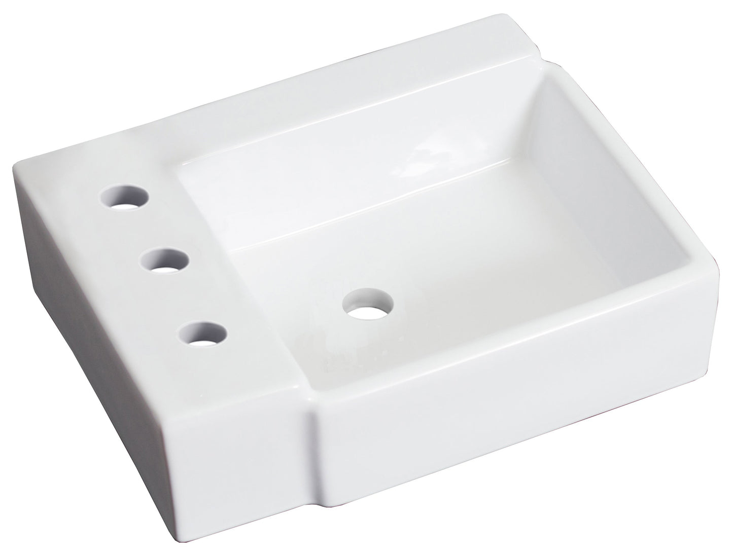 American Imaginations AI-26541 16" White Rectangular Wall Mount Transitional Bathroom Vessel Sink Set