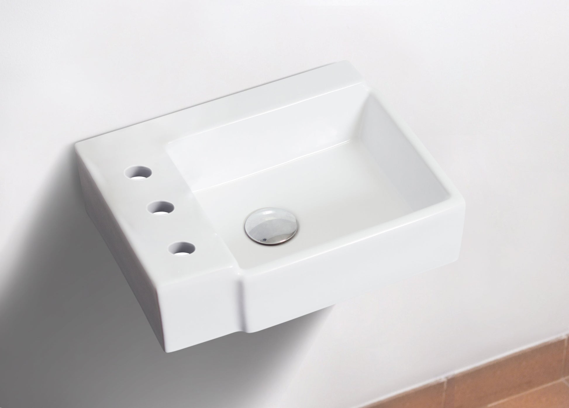American Imaginations AI-26546 16" White Rectangular Wall Mount Transitional Bathroom Vessel Sink Set