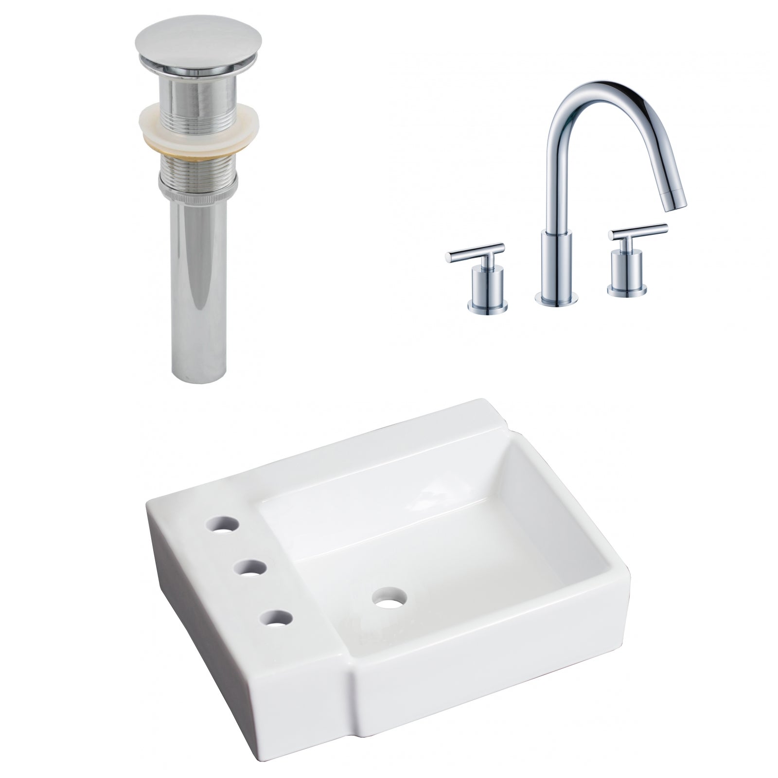 American Imaginations AI-26546 16" White Rectangular Wall Mount Transitional Bathroom Vessel Sink Set