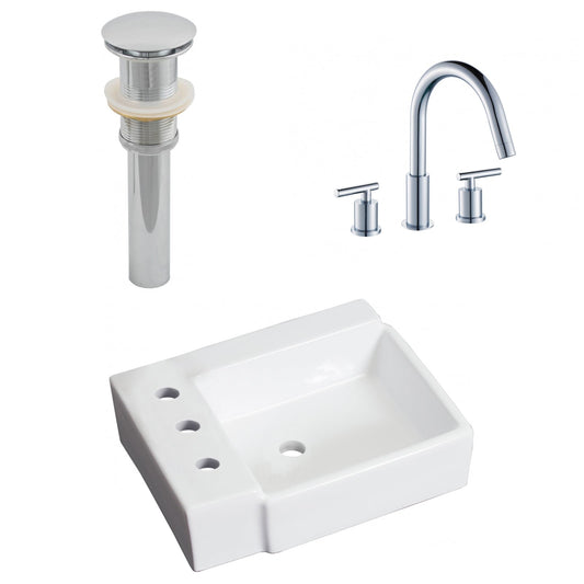 American Imaginations AI-26546 16" White Rectangular Wall Mount Transitional Bathroom Vessel Sink Set