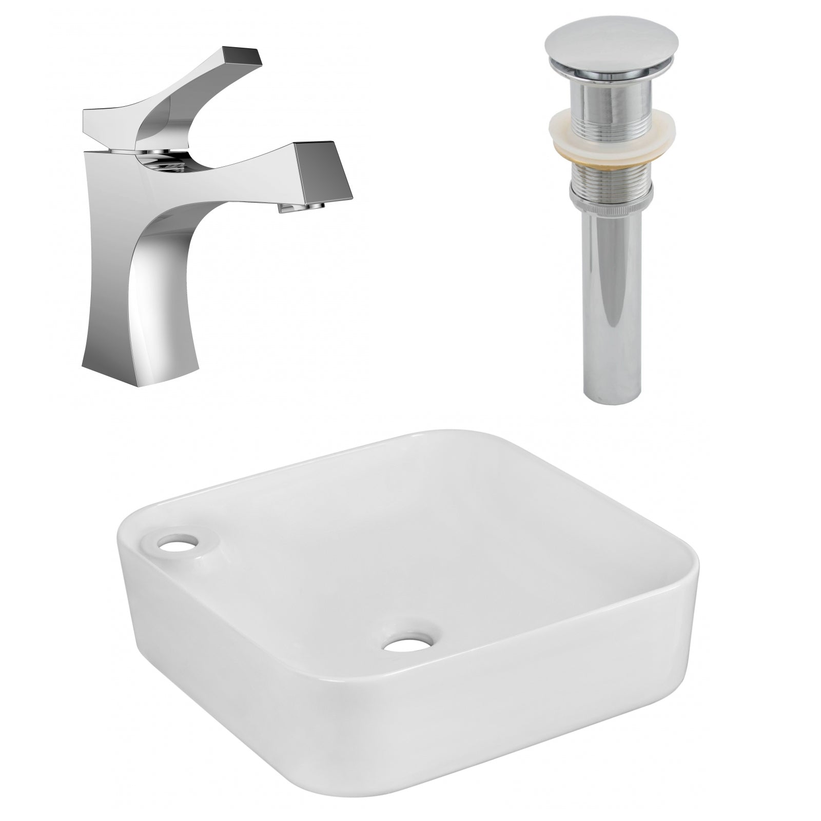 American Imaginations AI-26547 17" White Rectangular Above Counter Bathroom Vessel Sink Set