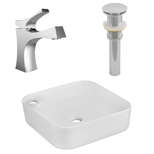 American Imaginations AI-26547 17" White Rectangular Above Counter Bathroom Vessel Sink Set
