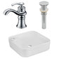 American Imaginations AI-26548 17" White Rectangular Above Counter Bathroom Vessel Sink Set